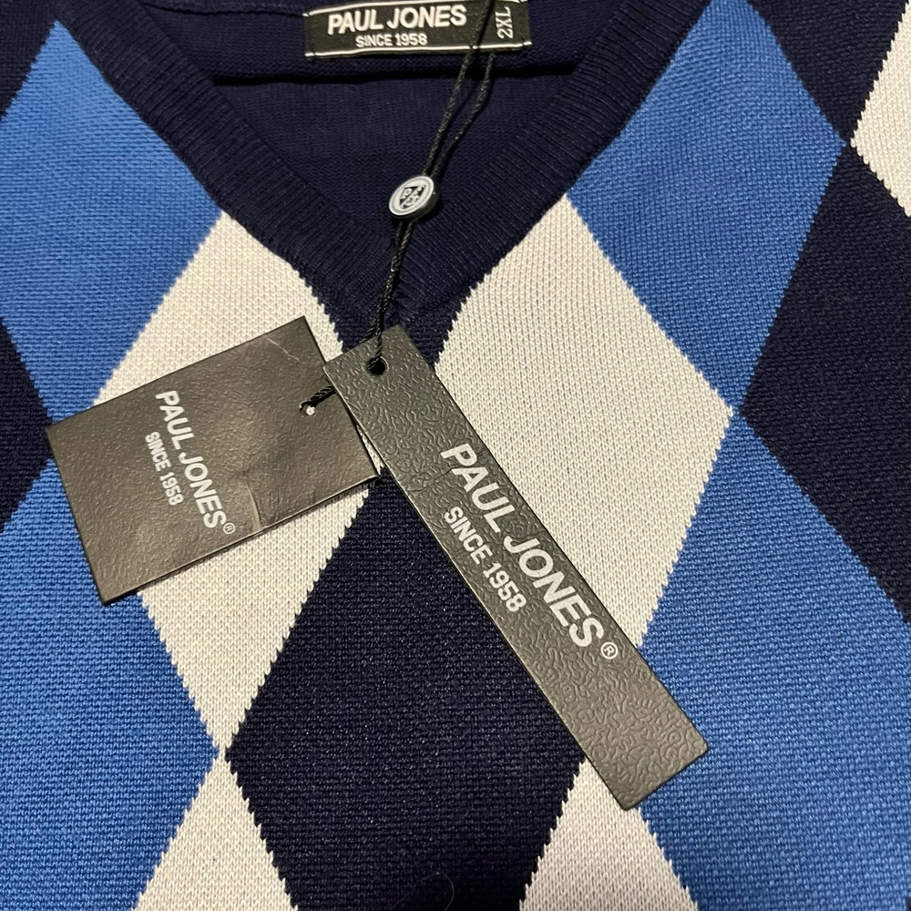 Mens cotton argyle pull over sweater vest